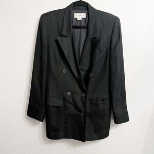 VINTAGE Liz Claiborne 90's 80's Rayon Black Blazer Jacket Sz 6